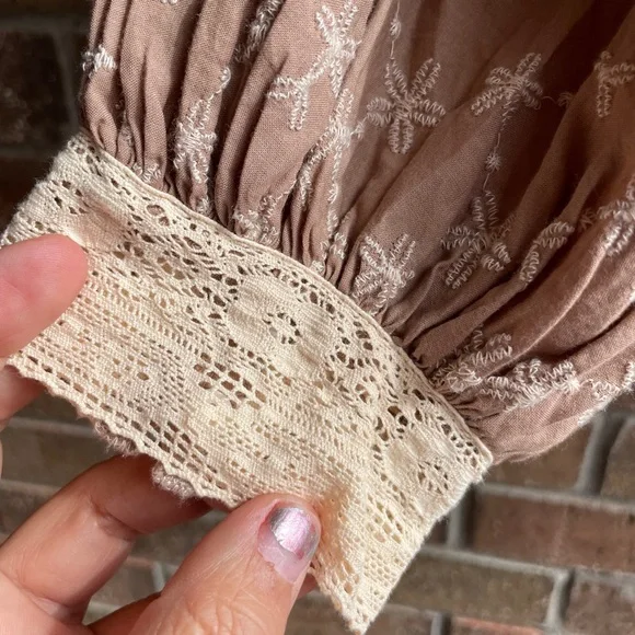 Zara midnight macaroon Eva flower embro long sleeves blouse, size Small - Picture 3 of 8